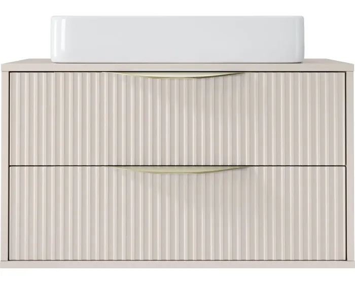 Závěsná skříňka pod umyvadlo Avila s deskou 80 cm kašmír/zlatá