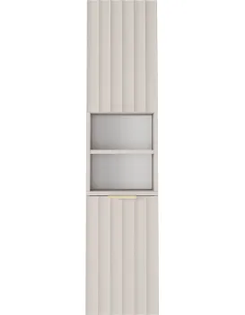 Vysoká závěsná koupelnová skříňka Hana 130 cm kašmírová/zlatá