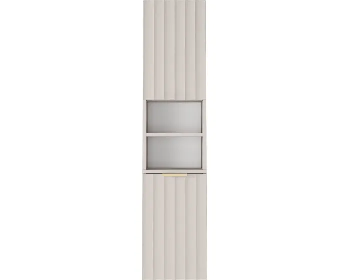 Vysoká závěsná koupelnová skříňka Hana 130 cm kašmírová/zlatá