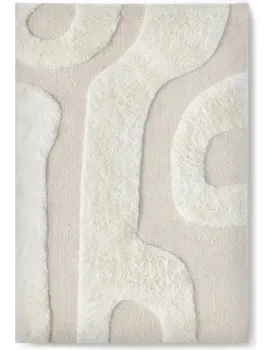 Vlněný obdélníkový koberec Rei 120x180 cm krémový