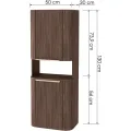 Závěsná vysoká koupelnová skříňka Bassa 50 cm ořech Lincoln/zlatá