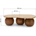 Konferenční stolek Pear 100 cm z masivu mangové dřevo/travertin ořech tmavý