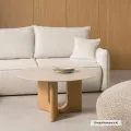 Konferenční stolek Klimt 90 cm travertin/dub přírodní