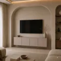 Závěsný TV stolek Noka 160 cm kašmírový