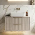 Závěsná skříňka pod umyvadlo Avila s deskou 80 cm kašmír/zlatá