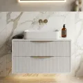 Závěsná skříňka pod umyvadlo Avila s deskou 80 cm bílá/zlatá
