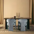 Designové čalouněné jídelní křeslo Nuria modrošedé