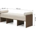 Čalouněná lavice Loppo 150 cm bouclé béžová/ořech Wisconsin