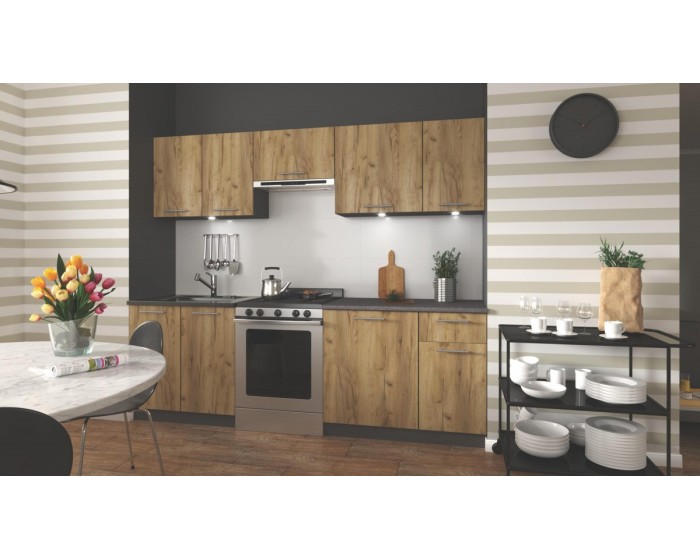 Kuchyňská linka Dania 240 cm antracit/dub craft