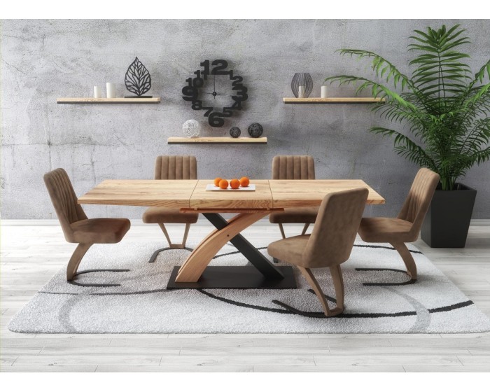 Rozkládací jídelní stůl Sano 160/220 cm dub craft zlatý/černý