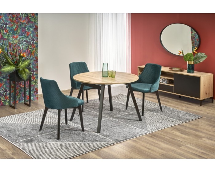 Jídelní rozkládací stůl Ruden 102/142 cm dub artisan/černý
