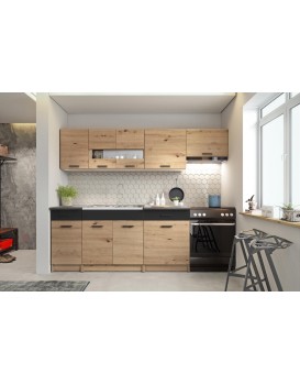 Kuchyňská linka Alena 240 cm dub artisan/černý mat
