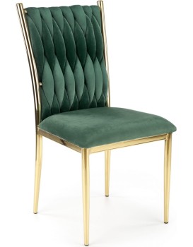 Designová židle Leona tmavě zelená/zlatá