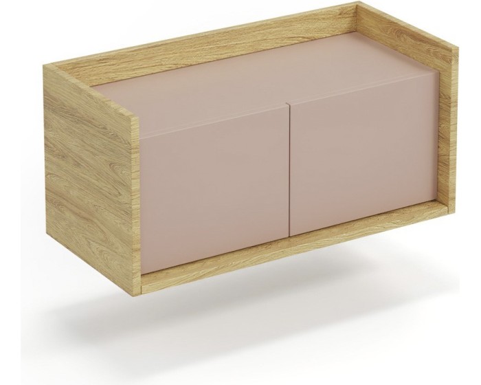 Nízká skříňka MOBIUS 2D přírodní ořech/starorůžová
