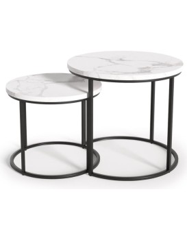 Set odkládacích stolků OREO bílý mramor/černý