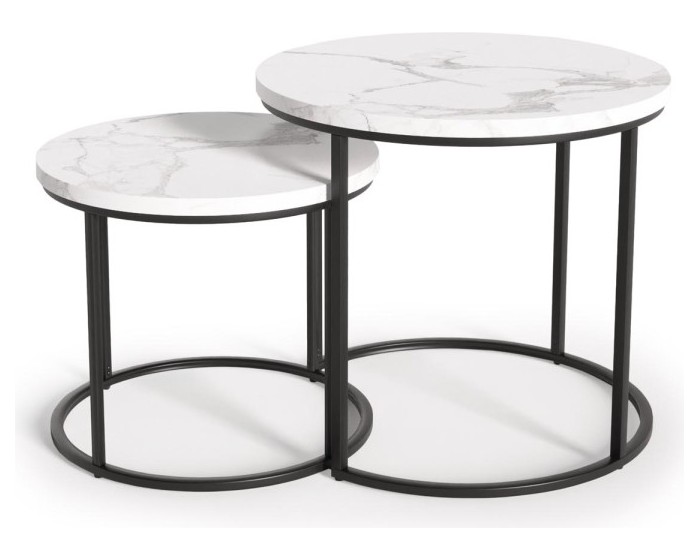 Set odkládacích stolků OREO bílý mramor/černý