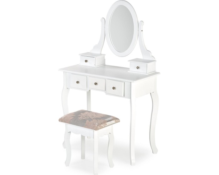 Toaletní stolek s taburetem SARA 80 cm bílá