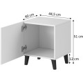 Noční stolek Pafos 40 cm bílý/černý
