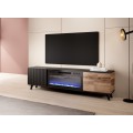 TV stolek Random 180 cm s krbem dub wotan/černý