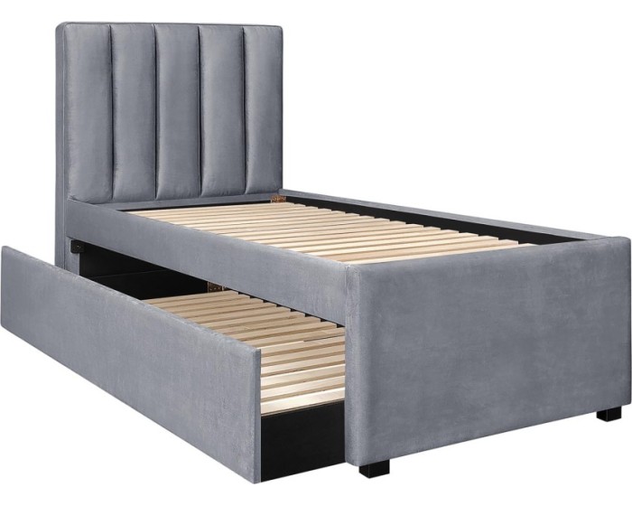 Jednolůžková čalouněná postel Russo 90x200 popelavě šedá