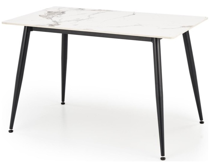 Jídelní stůl Emilio 120 cm bílý mramor/černý