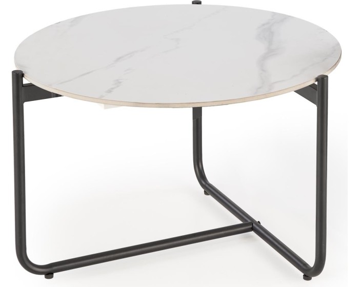 Konferenční stolek Acuna 60 cm bílý mramor/černý