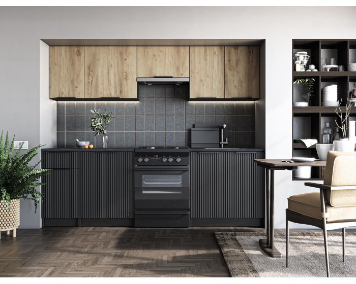 Kuchyňská linka Emma 240 cm dub artisan/černá