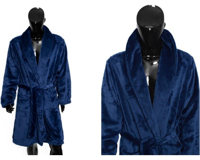 Pánský fleecový župan COMFORT KING vel. XXL tmavě modrý