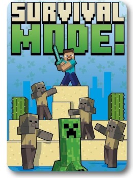 Dětská fleecová deka Polar Minecraft 100x140 cm modro-zelená