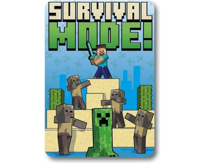 Dětská fleecová deka Polar Minecraft 100x140 cm modro-zelená