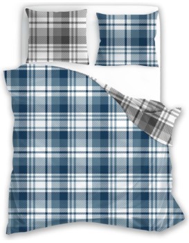 Flanelové povlečení Pure Flannel 010 140x200 cm + 70x90 cm modré/šedé