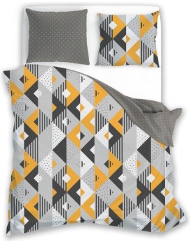Flanelové povlečení Pure Flannel 007 220x200 cm + 2x 70x80 cm šedé/žluté