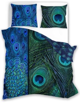 Bavlněné saténové povlečení NOBILE 007 140x200 cm + 70x90 cm modré/zelené