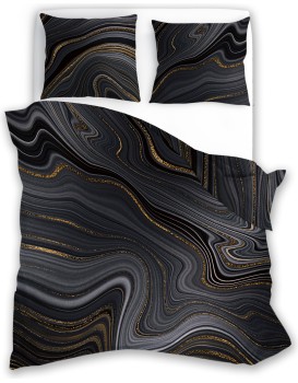 Bavlněné saténové povlečení Nobile 005 220x200 cm + 2x 70x80 cm černé/zlaté