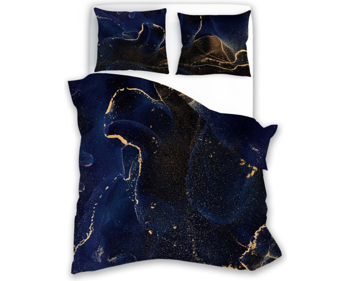Bavlněné saténové povlečení NOBILE 015 140x200 cm + 70x90 cm tmavě modré