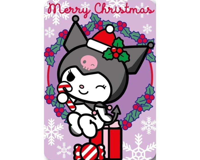Dětská fleecová deka Polar Merry Christmas Kuromi 100x140 cm fialová