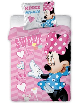 Dětské bavlněné povlečení Nook Minnie Mouse 100x135 cm + 40x60 cm růžové 