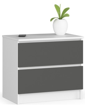 Komoda Kuba 60 cm - 2 šuplíky bílá/grafitová