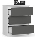 Komoda Kuba 60 cm - 3 šuplíky bílá/grafitová