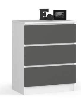 Komoda Kuba 60 cm - 3 šuplíky bílá/grafitová