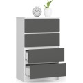 Komoda Kuba 60 cm - 4 šuplíky bílá/grafitová