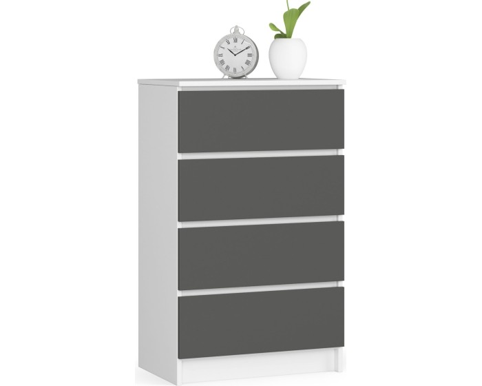 Komoda Kuba 60 cm - 4 šuplíky bílá/grafitová
