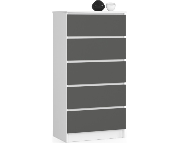 Komoda Kuba 60 cm - 5 šuplíků bílá/grafitová