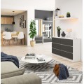 Komoda Kuba 120 cm 6 šuplíků bílá/grafitová