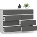 Komoda Kuba 140 cm 8 šuplíků bílá/grafitová