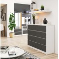 Komoda Kuba 120 cm 8 šuplíků bílá/grafitová