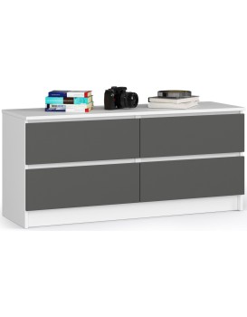 Komoda Kuba 120 cm 4 šuplíky bílá/grafitová