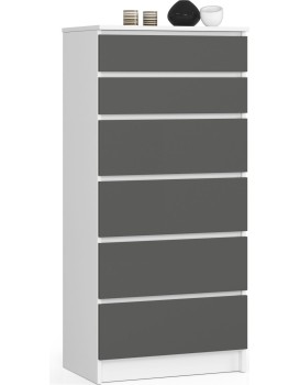 Komoda Kuba 60 cm - 6 šuplíků I bílá/grafitová