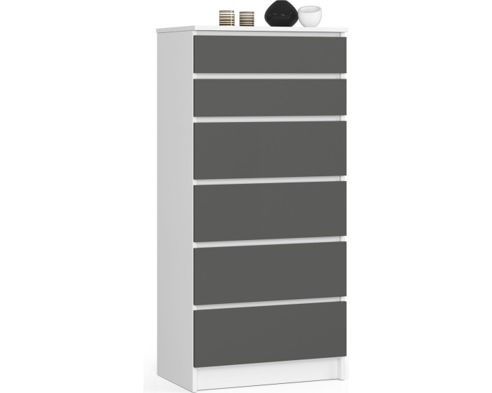 Komoda Kuba 60 cm - 6 šuplíků I bílá/grafitová