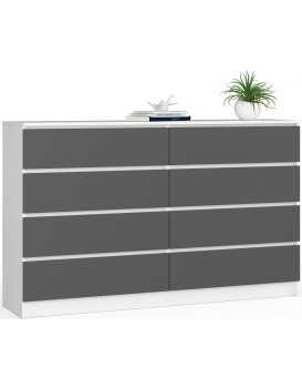 Komoda Kuba 160 cm 8 šuplíků bílá/grafitová